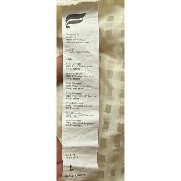 Fabletics Cleo Lightweight Sheer Cream Grid Gingham Windbreaker Jacket Women's L - Picture 6 of 9